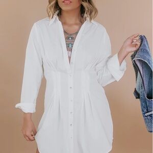 Womens white button up shirt dress~Brand new.